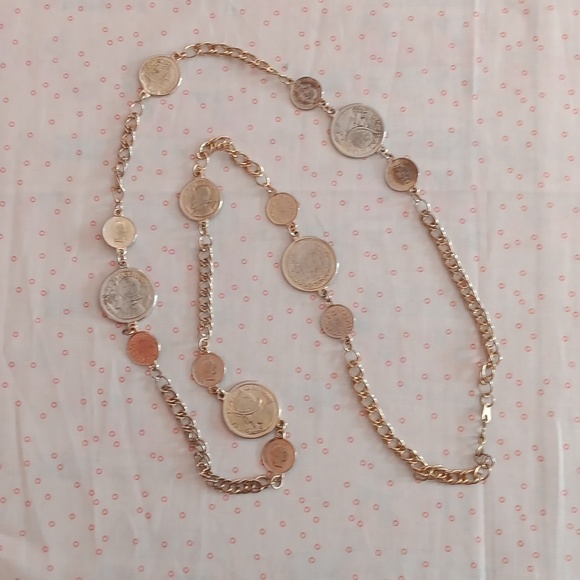 Gold Tone Korea Coin Chain Necklace - Picture 4 of 9